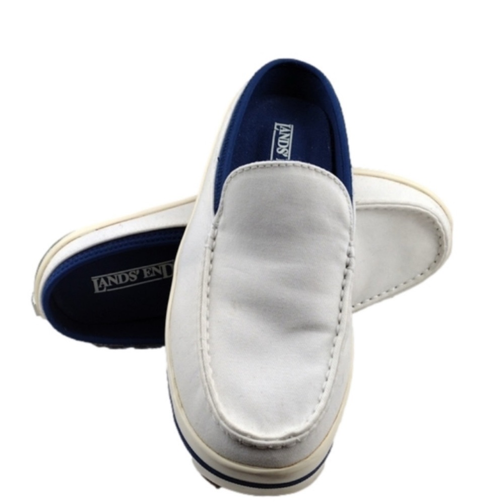 Lands' End White Canvas Mules size 8.5b fits size 9 or 8.5 W